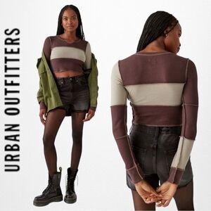 NEW BDG Urban Outfitters UO Sabine Spliced Thermal Top S M